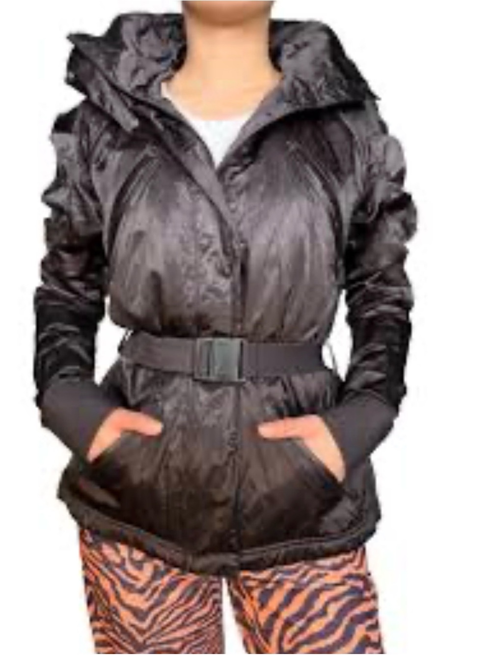 Stella McCartney Black Belted Hooded Puffer Jacket